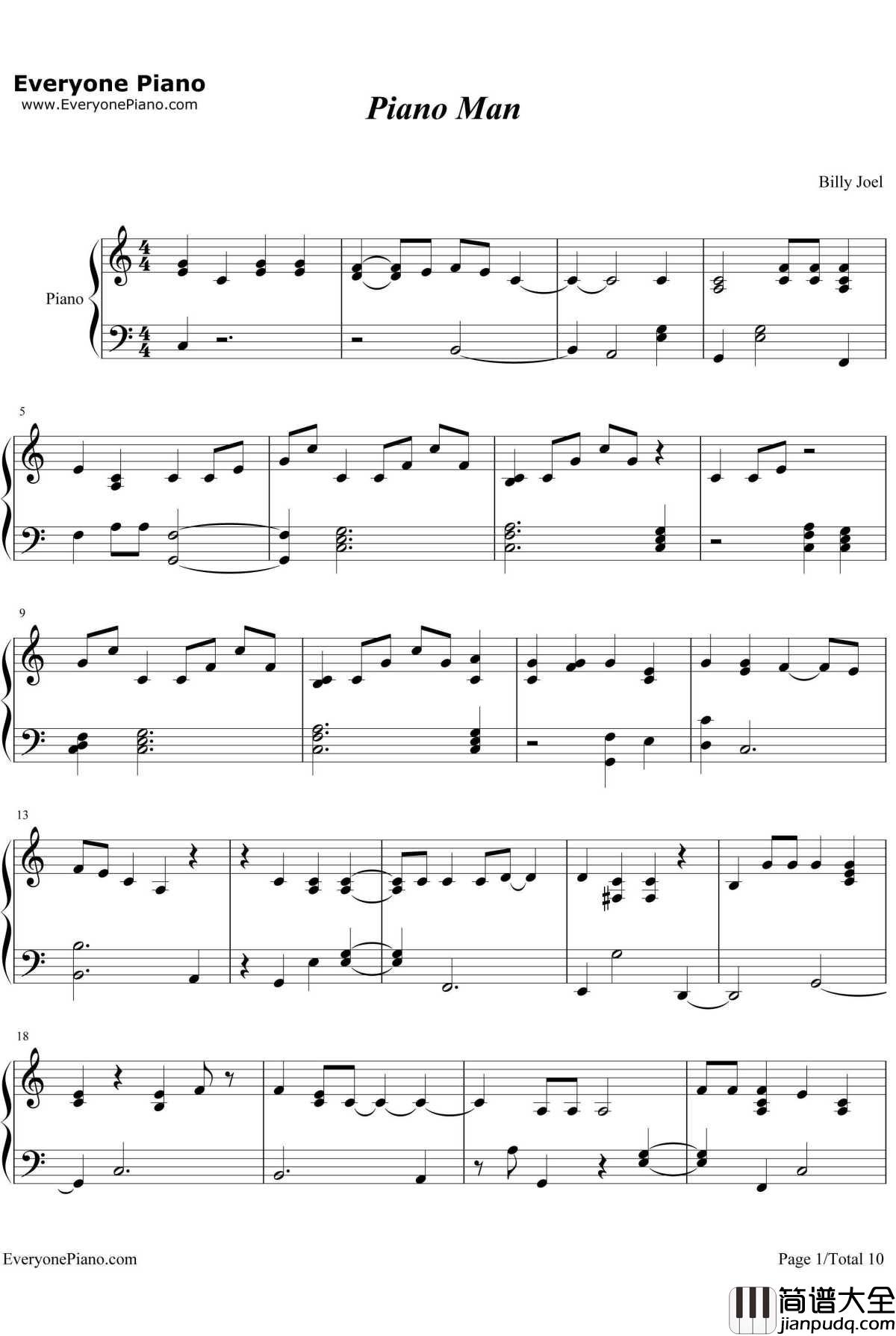 Piano_Man钢琴谱_BillyJoel