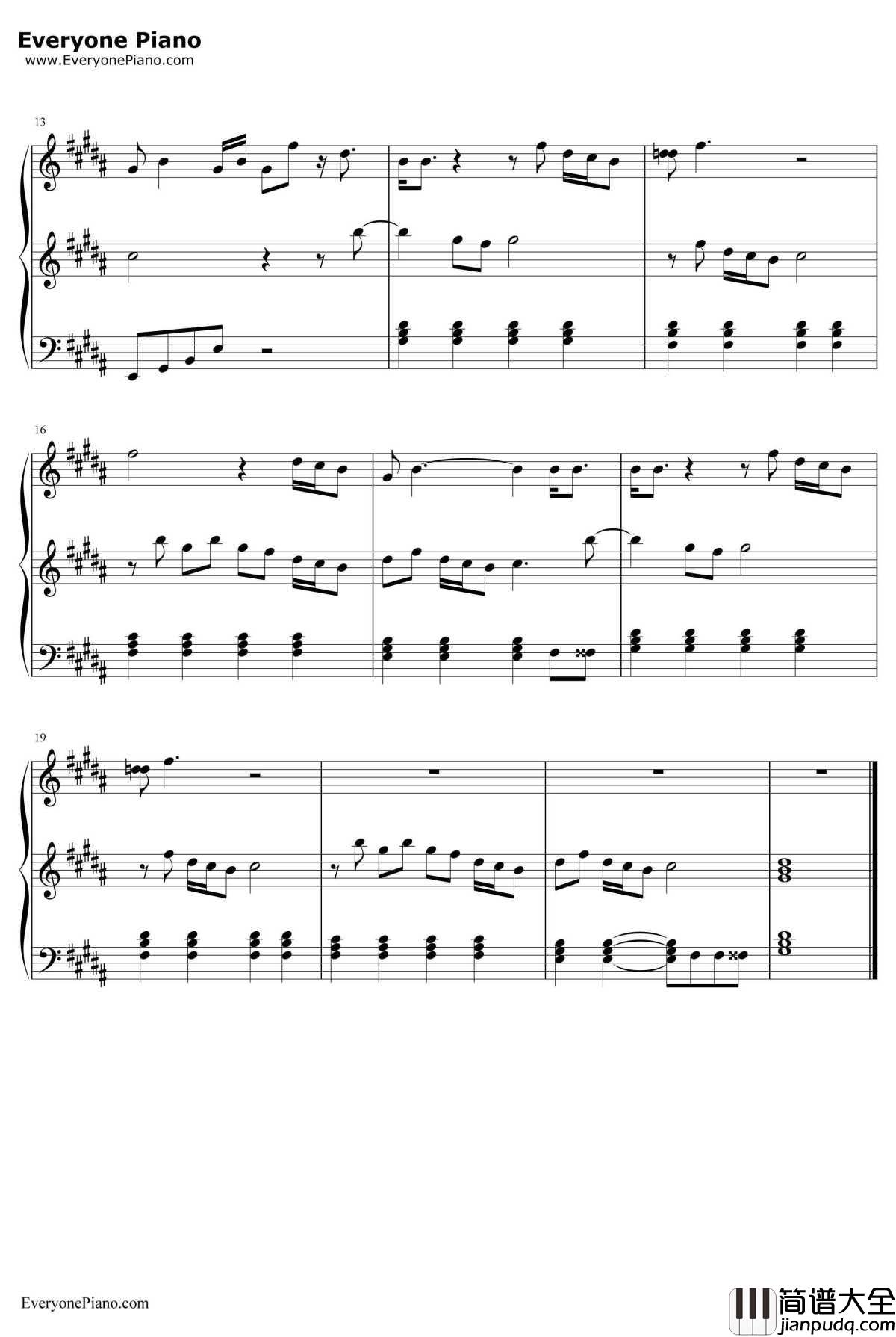 Timber钢琴谱_Pitbull&Kesha