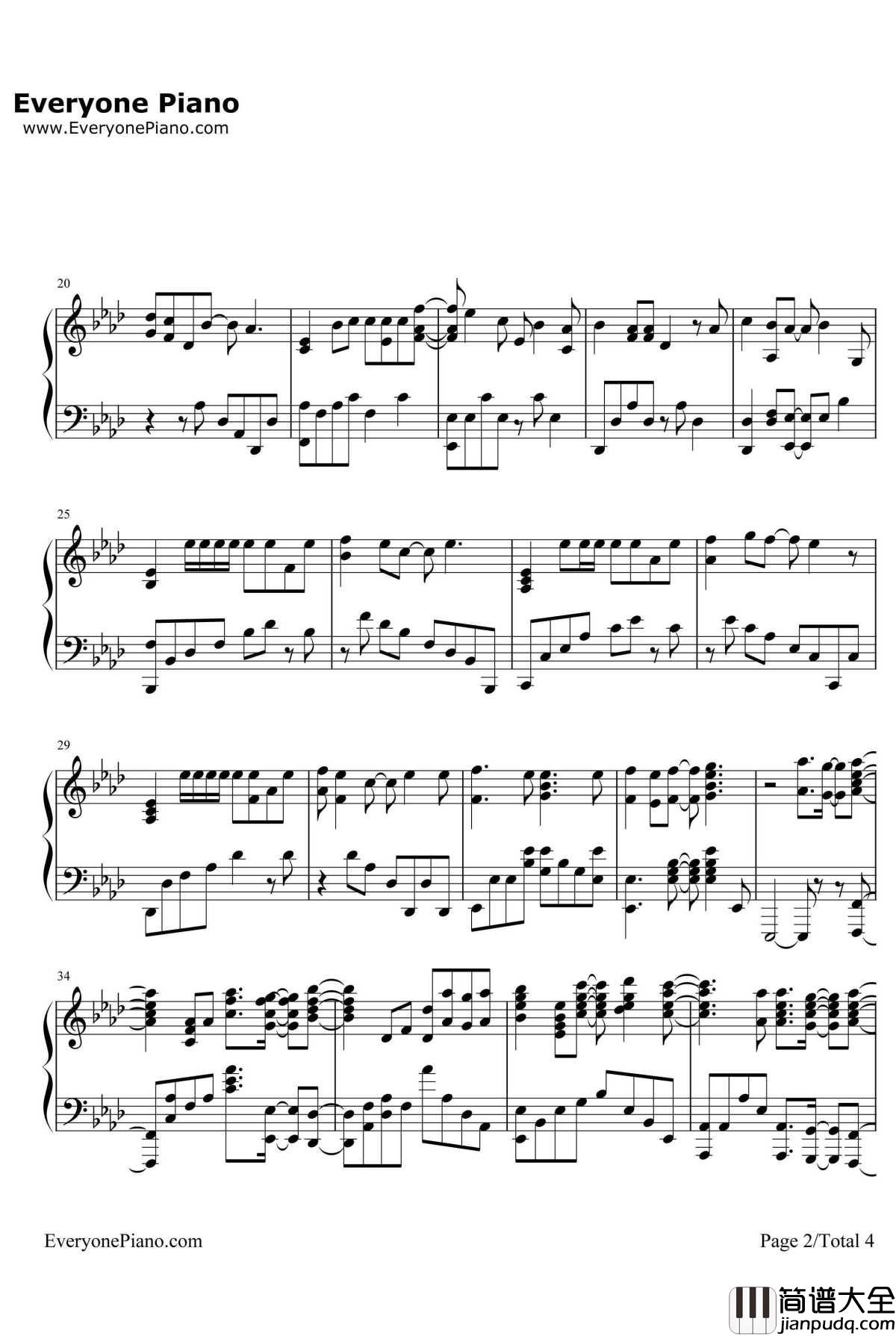 Overfly钢琴谱_春奈露娜__刀剑神域_ED2