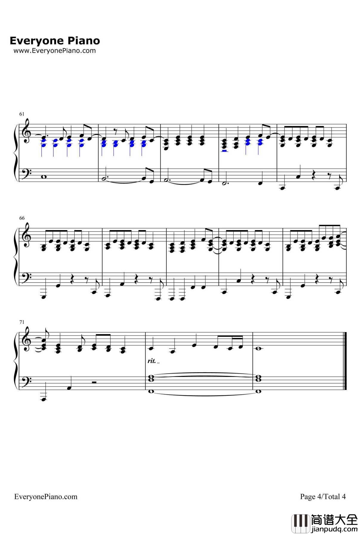 The_Show钢琴谱_Lenka