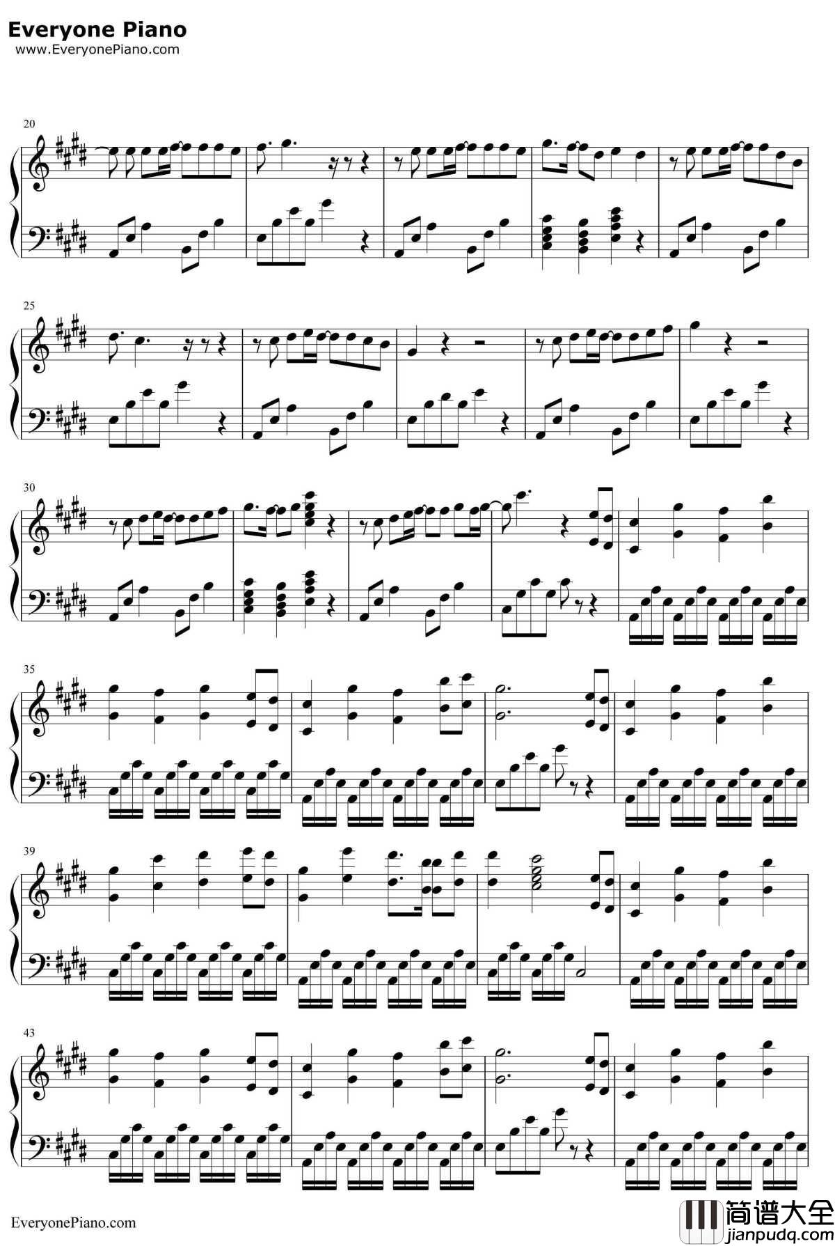 云巅长歌钢琴谱_白永羲祝羽弦_奇迹暖暖同人歌