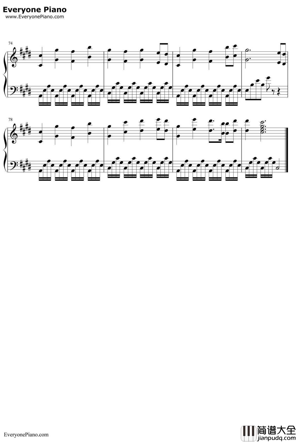 云巅长歌钢琴谱_白永羲祝羽弦_奇迹暖暖同人歌