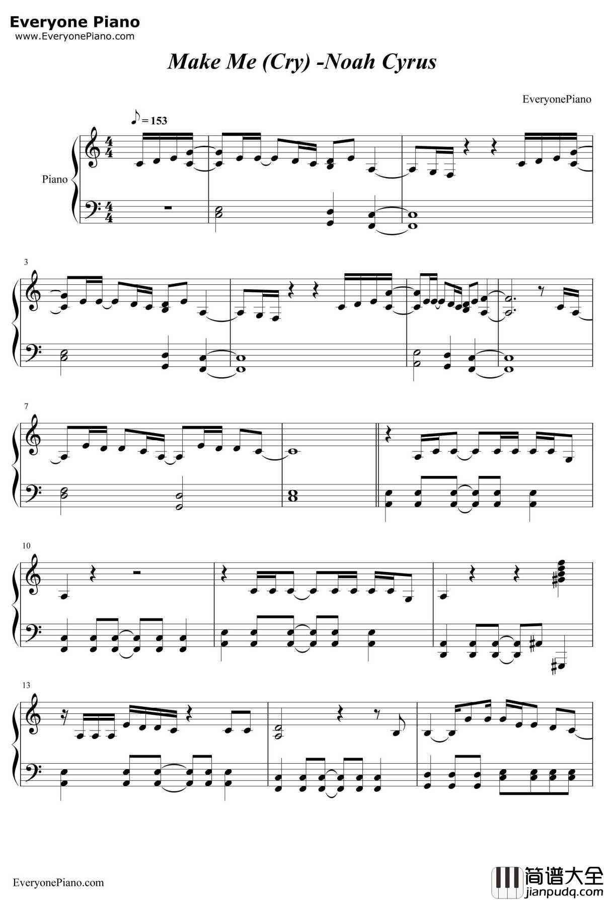Make_Me(Cry)钢琴谱_NoahCyrus