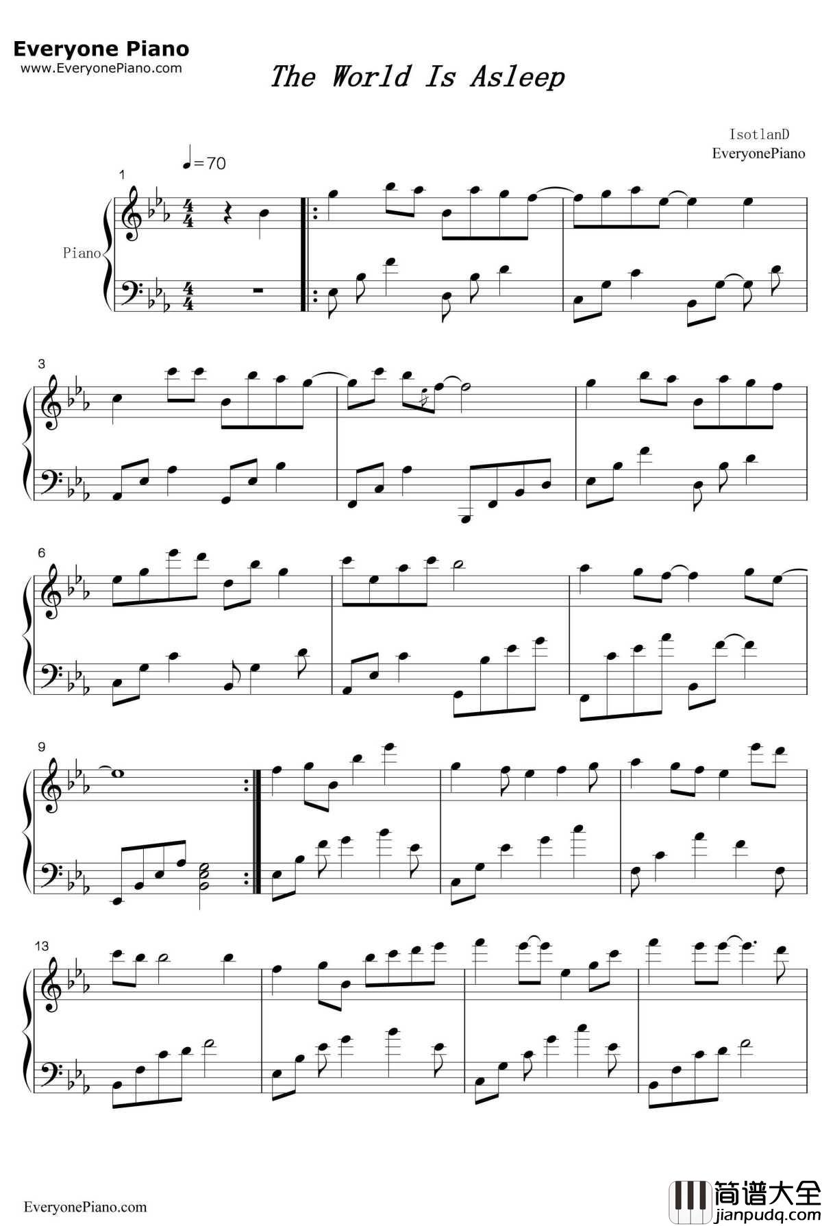 The_World_Is_Asleep钢琴谱_TheWorldIsAsleep