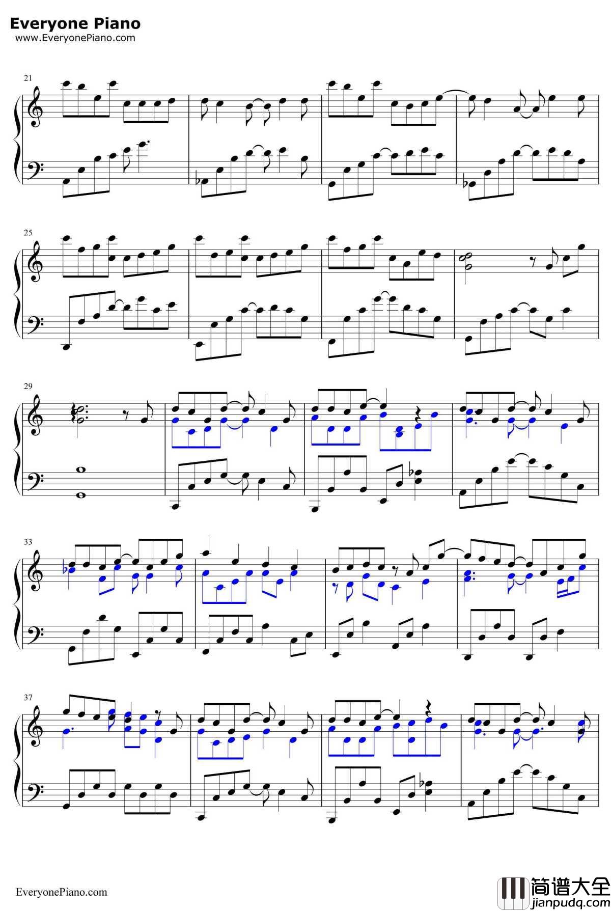 手写的从前钢琴谱_周杰伦