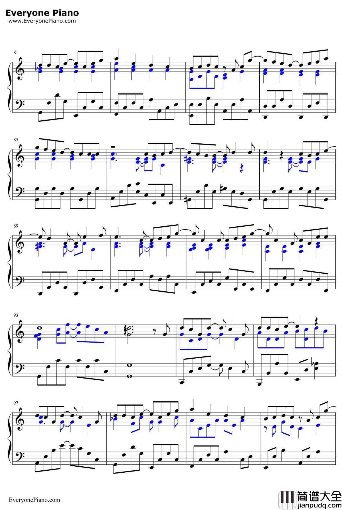 手写的从前钢琴谱_周杰伦