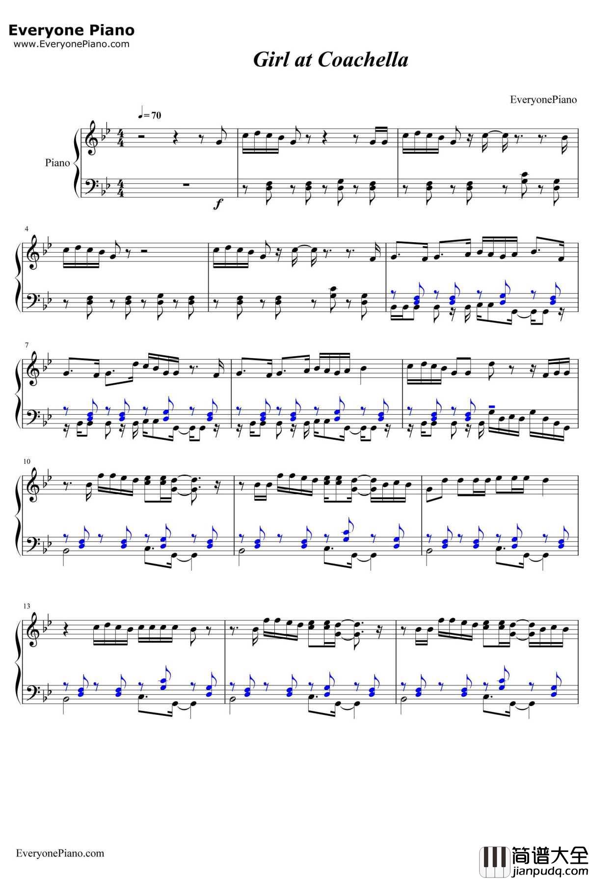 Girl_at_Coachella钢琴谱_Matoma