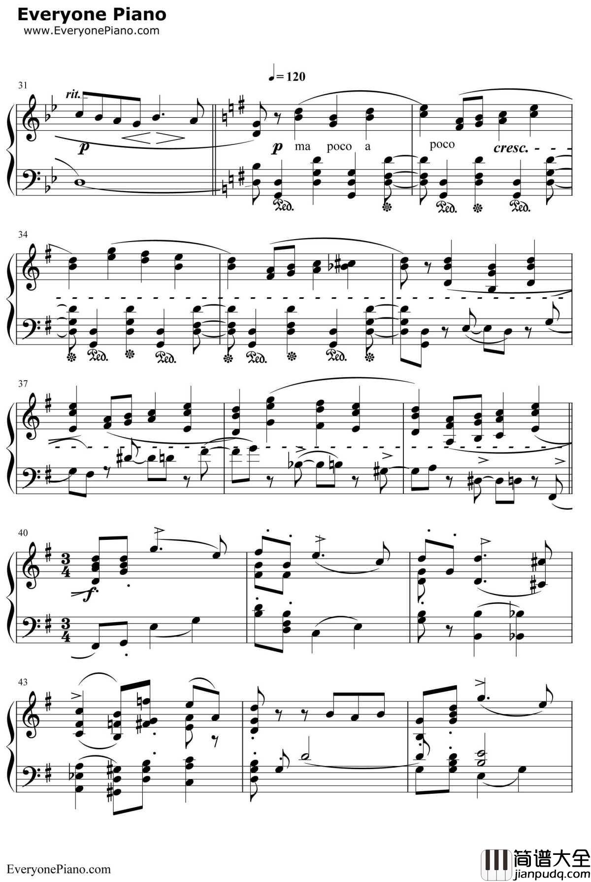 六月船歌钢琴谱_柴可夫斯基Tchaikovsky