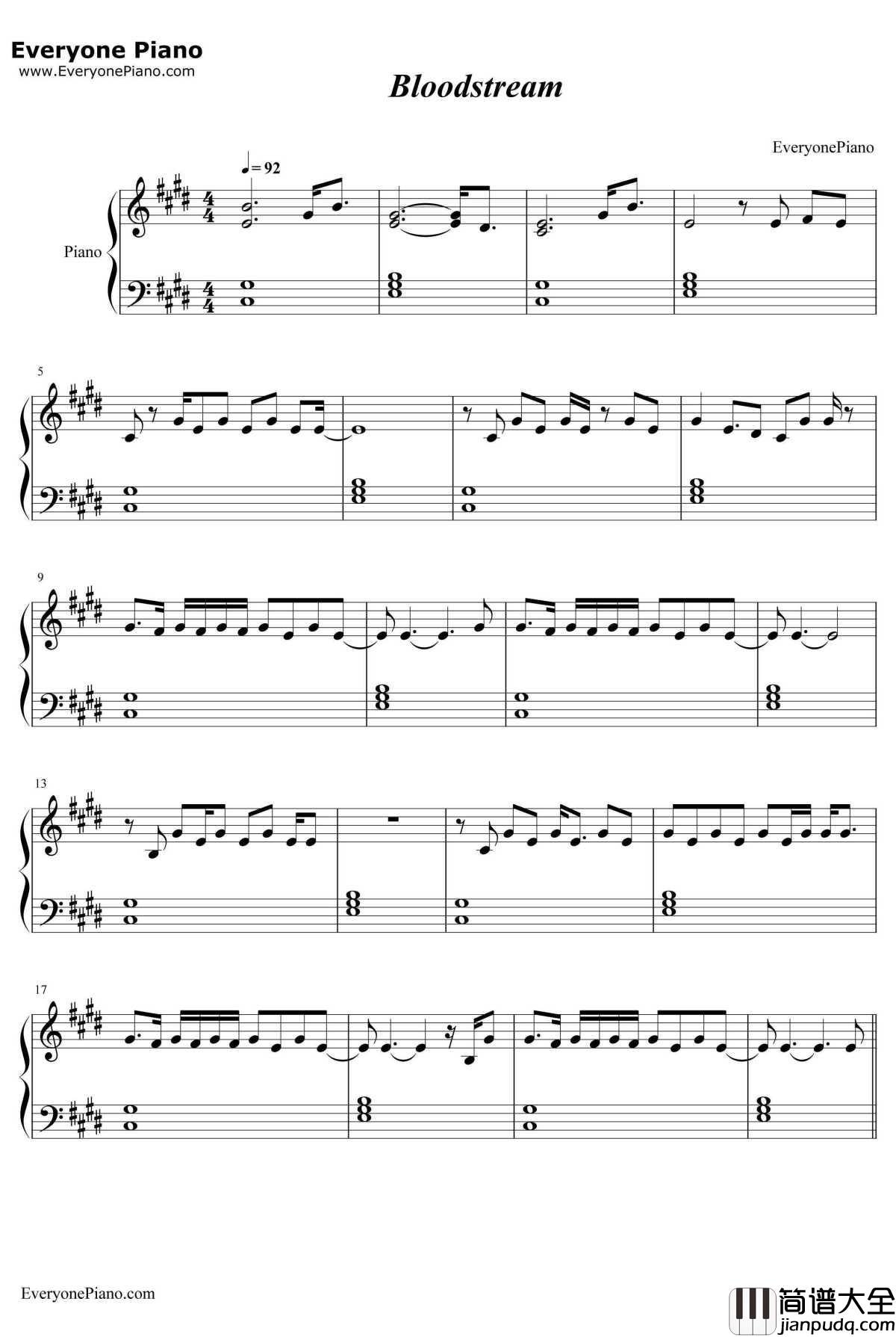 Bloodstream钢琴谱_TheChainsmokers