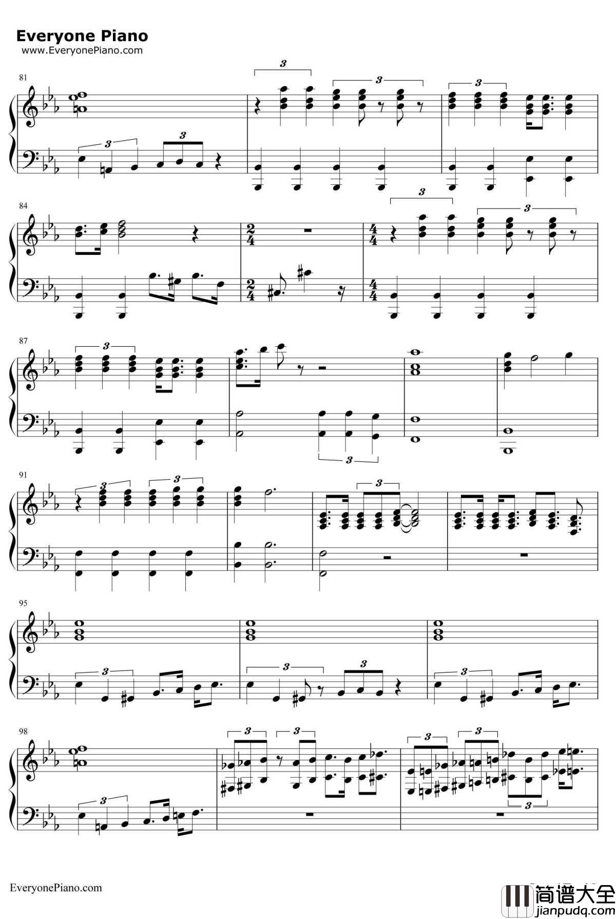 Bohemian_Rhapsody钢琴谱_Queen_波希米亚狂想曲