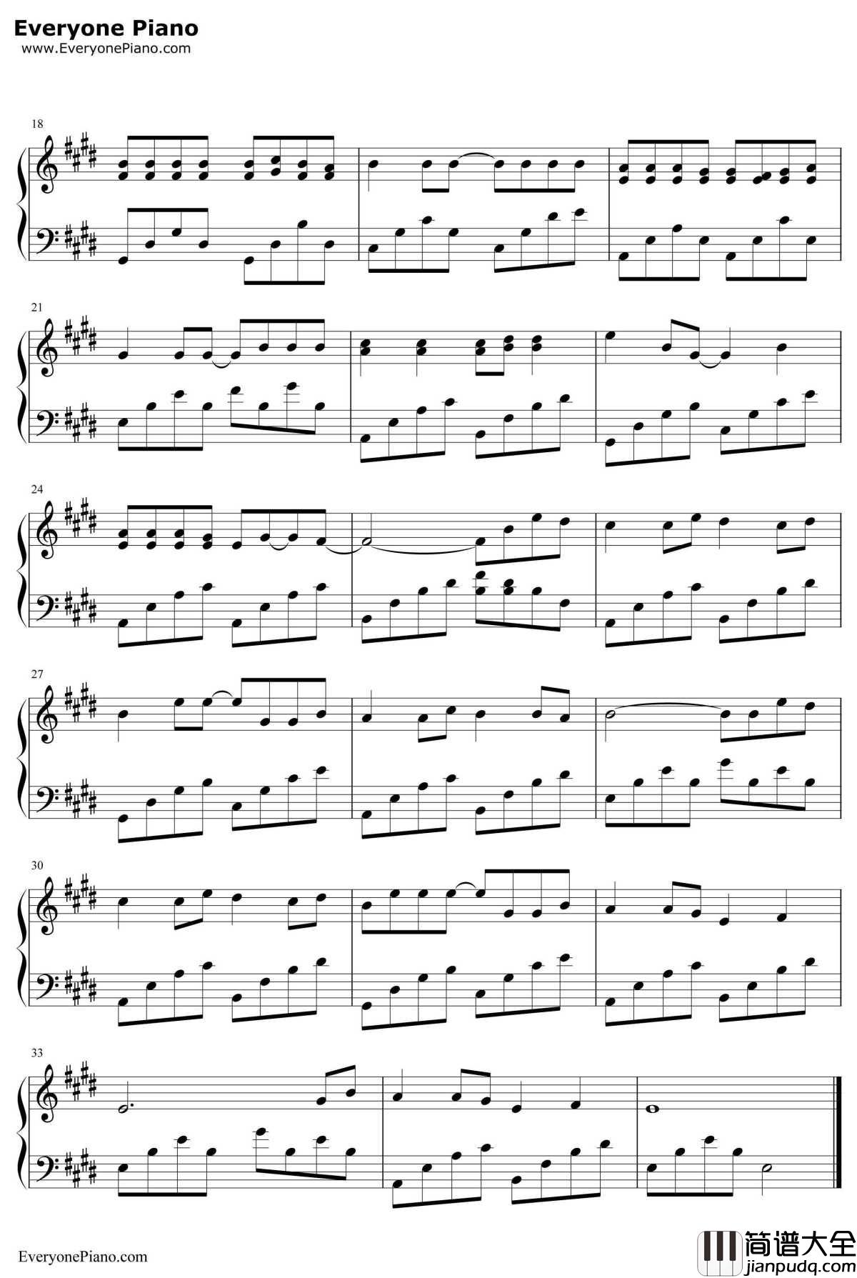 甜甜的钢琴谱_周杰伦