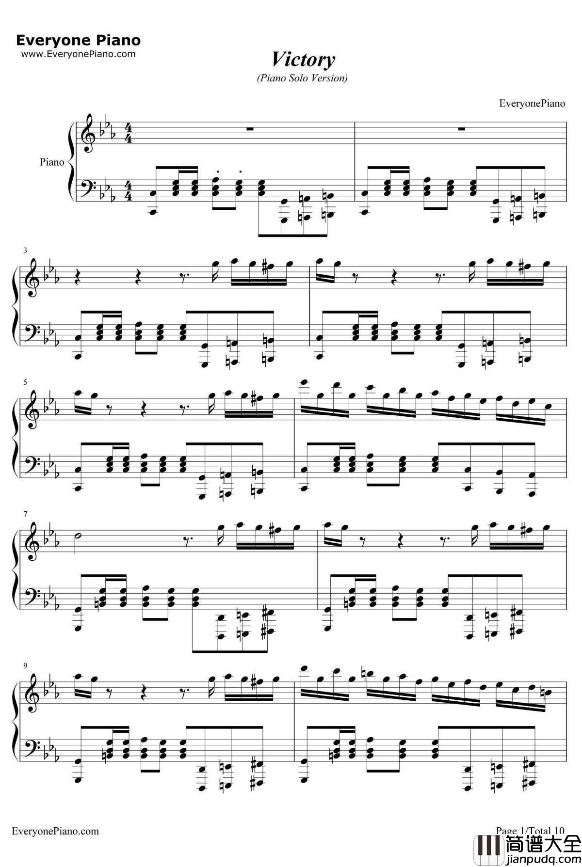 Victory钢琴谱_马克西姆