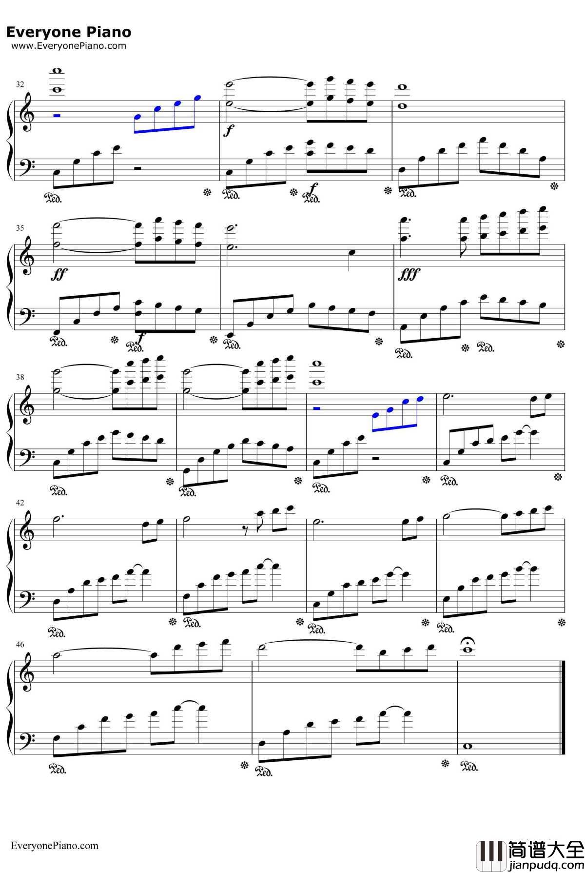 天边钢琴谱_未知