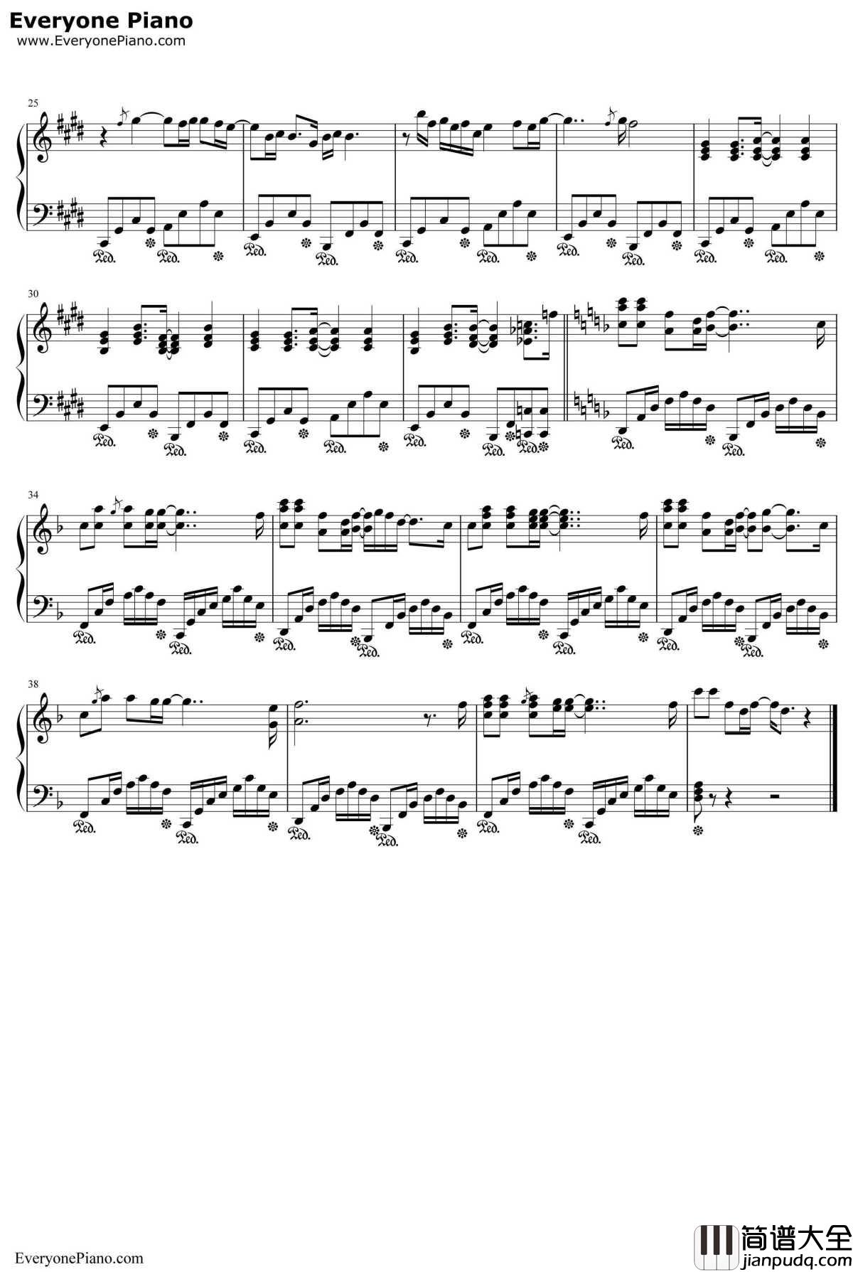 空城钢琴谱_金志文_中国好声音金志文