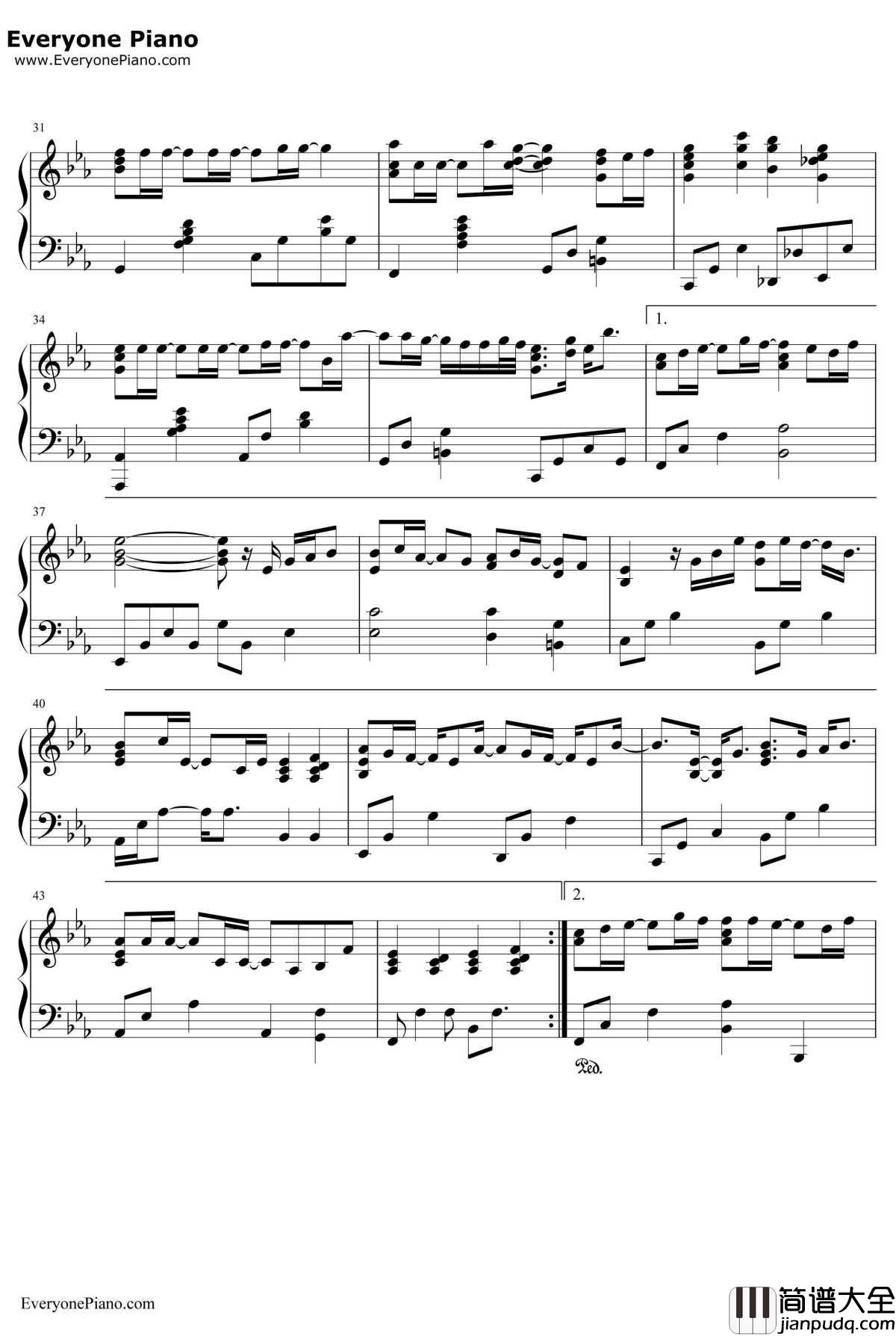 轻闭双眼钢琴谱_平井坚_平井坚__在世界中心呼唤爱_主题曲