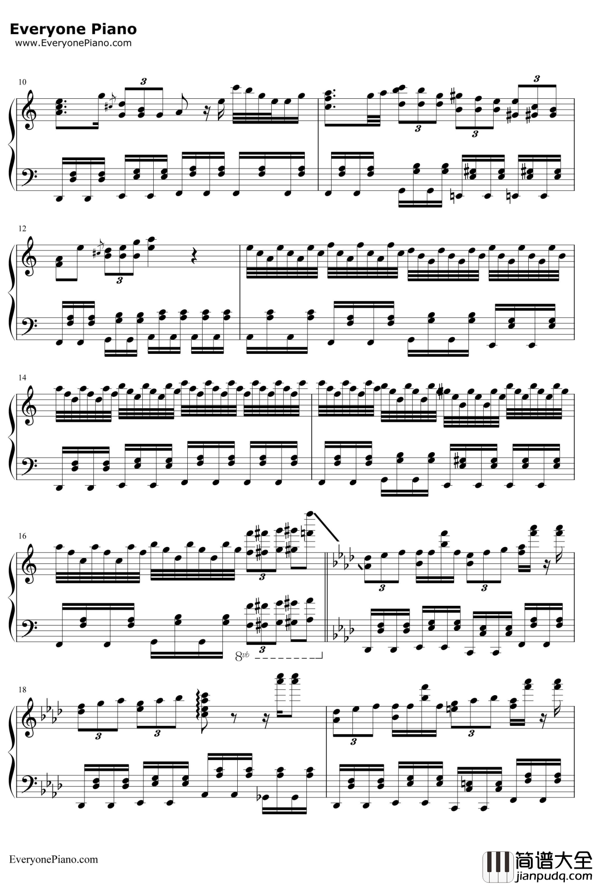 ネイティブフェイス钢琴谱_东方Project_东方风神录BGM