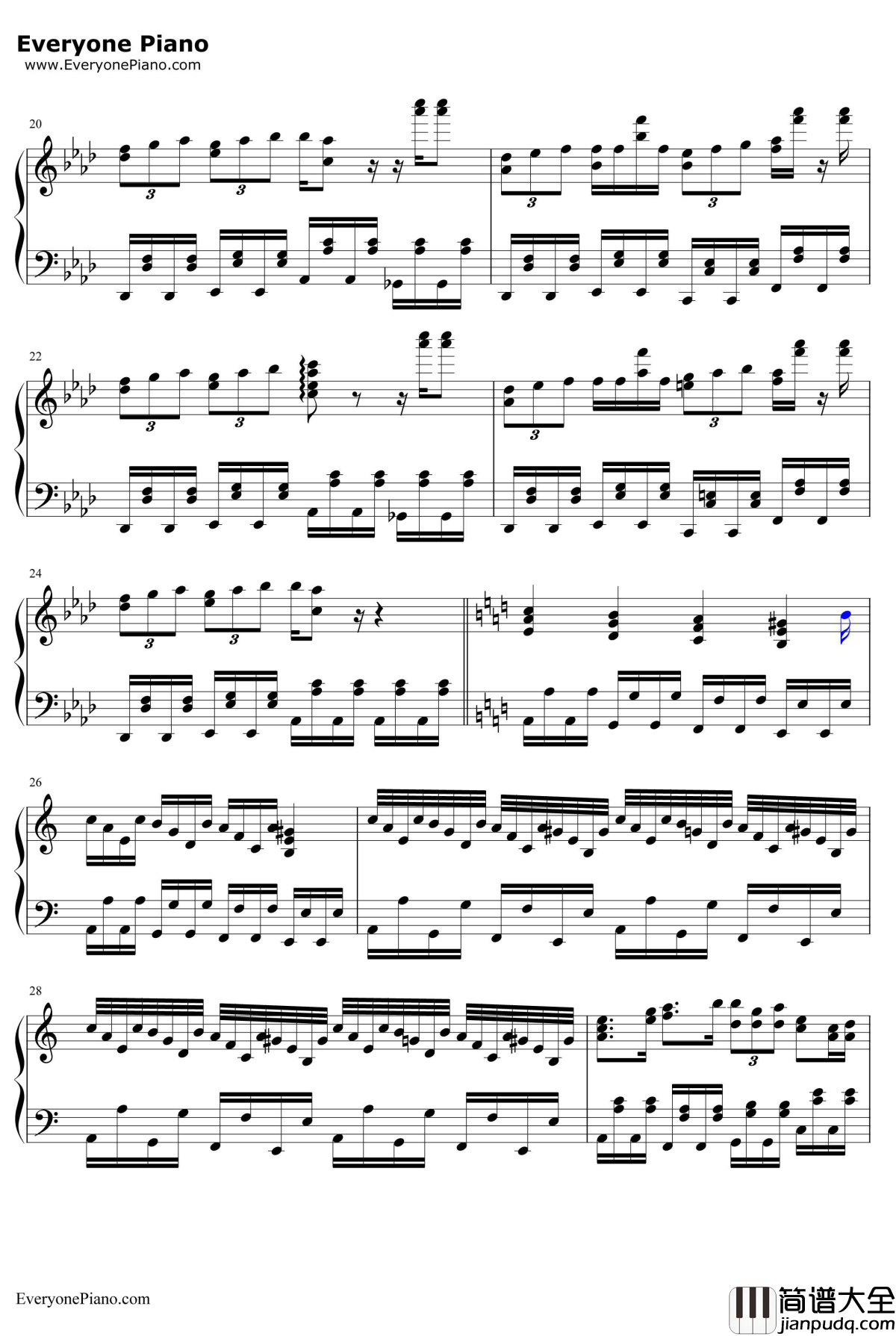 ネイティブフェイス钢琴谱_东方Project_东方风神录BGM