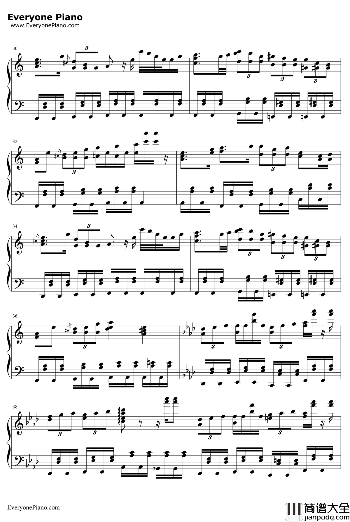 ネイティブフェイス钢琴谱_东方Project_东方风神录BGM