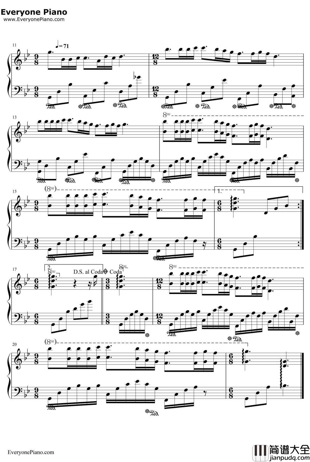 梦中的婚礼钢琴谱_理查德克莱德曼_晚宴版