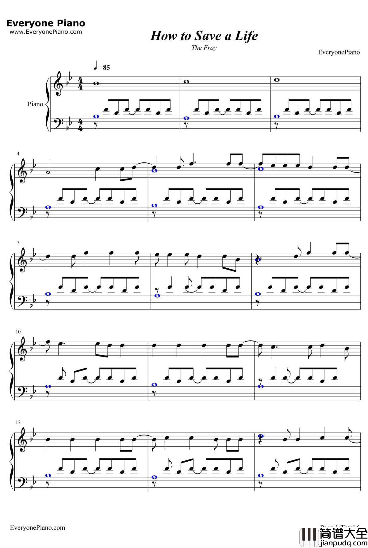 How_to_Savea_Life钢琴谱_TheFray