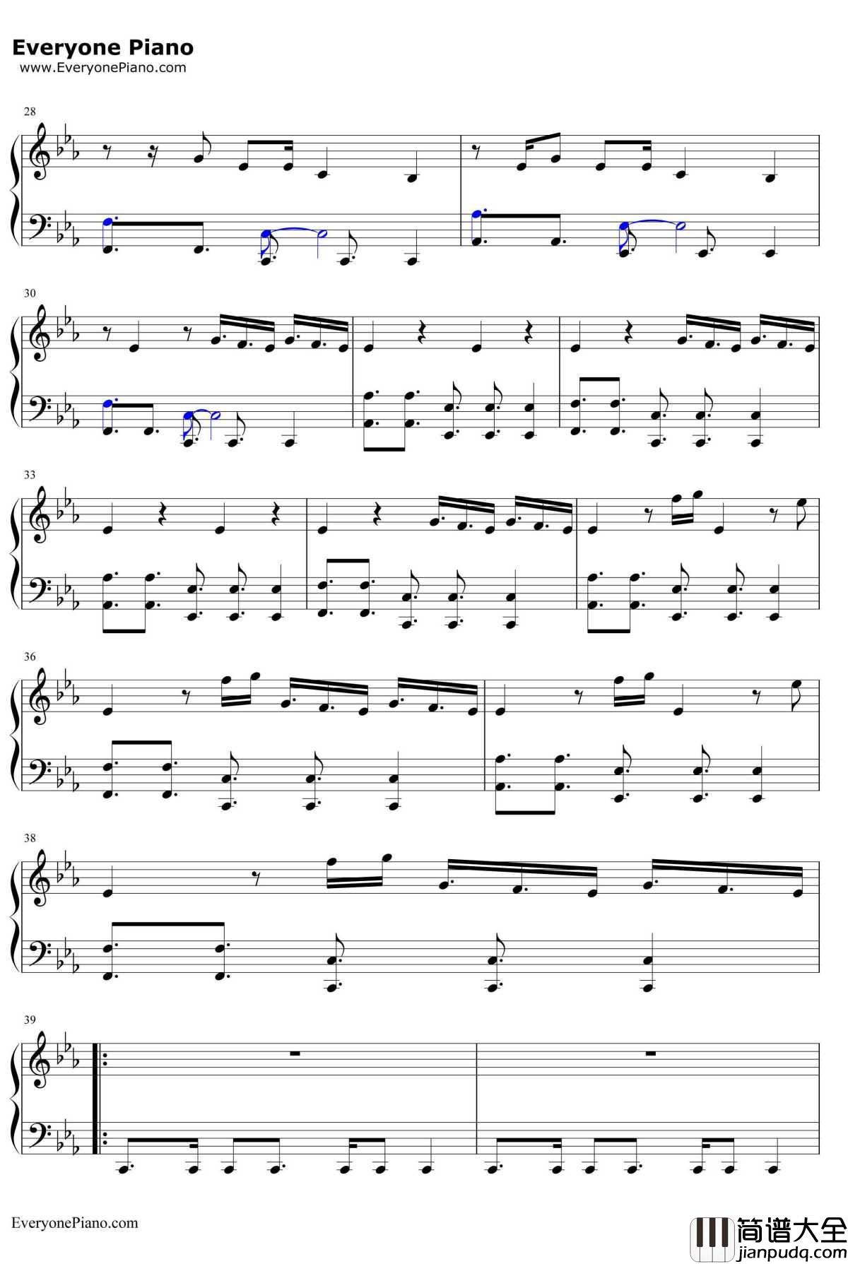 Down钢琴谱_FifthHarmony