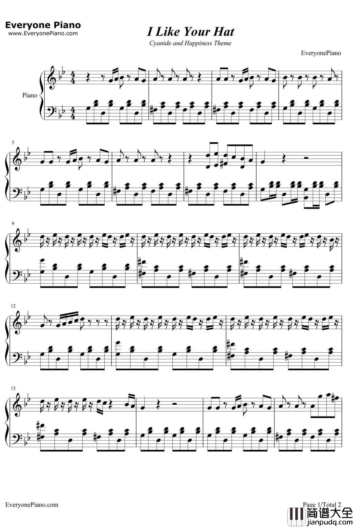 I_Like_Your_Hat钢琴谱_DanPaladin_氰化欢乐秀主题曲