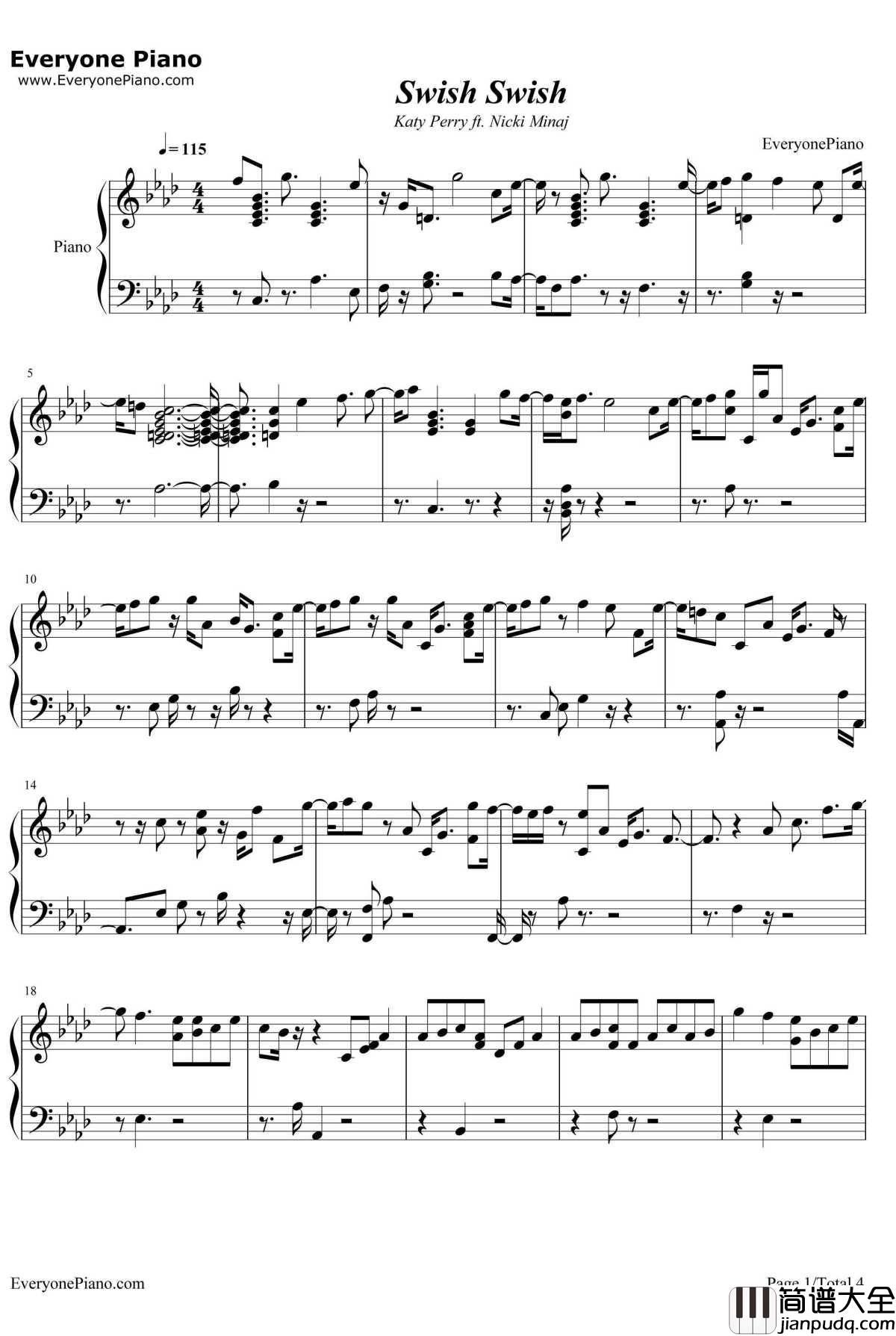 Swish_Swish钢琴谱_KatyPerryftNickiMinaj