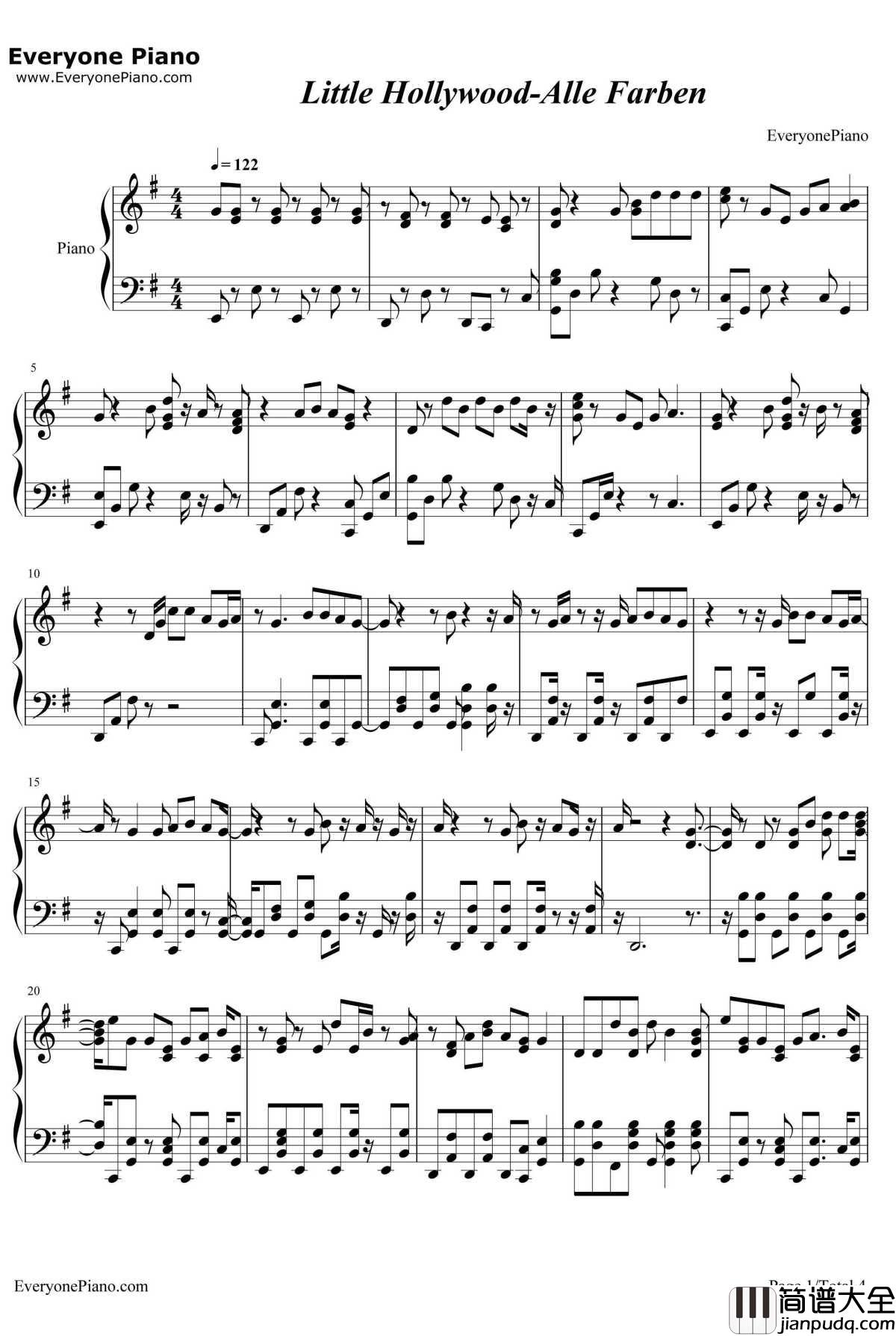 Little_Hollywood钢琴谱_AlleFarben