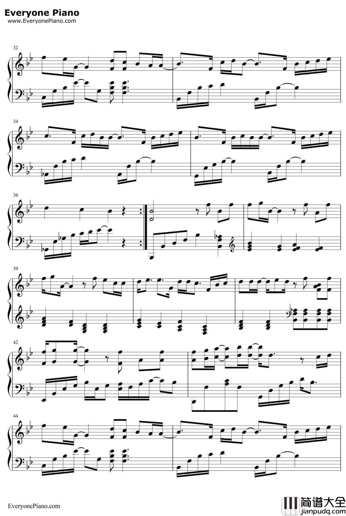 淘汰钢琴谱_陈奕迅