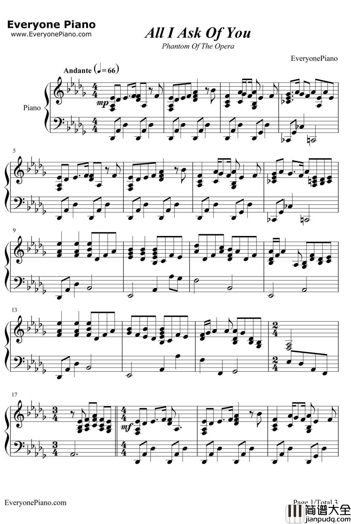 All_I_Ask_of_You钢琴谱_AndrewLloydWebber_歌剧魅影OST