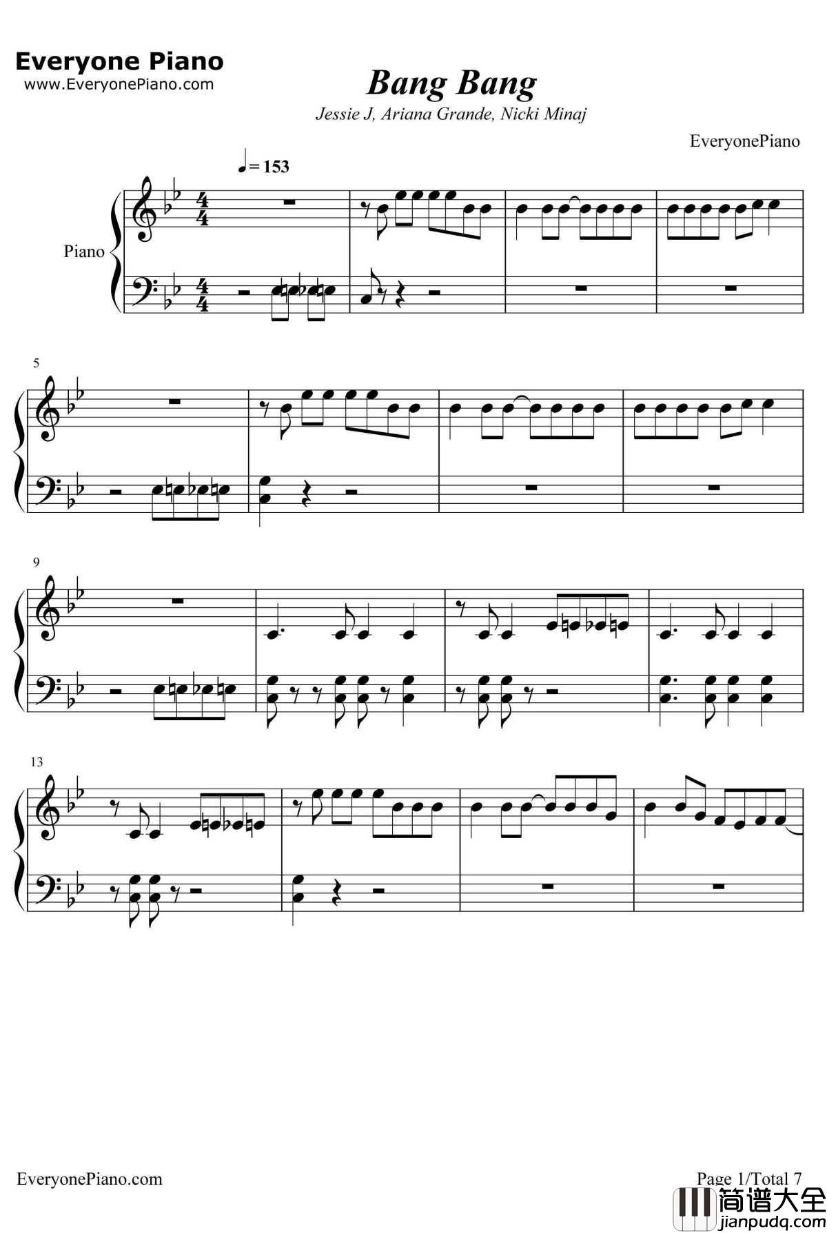 Bang_Bang钢琴谱_JessieJ&ArianaGrande&NickiMinaj