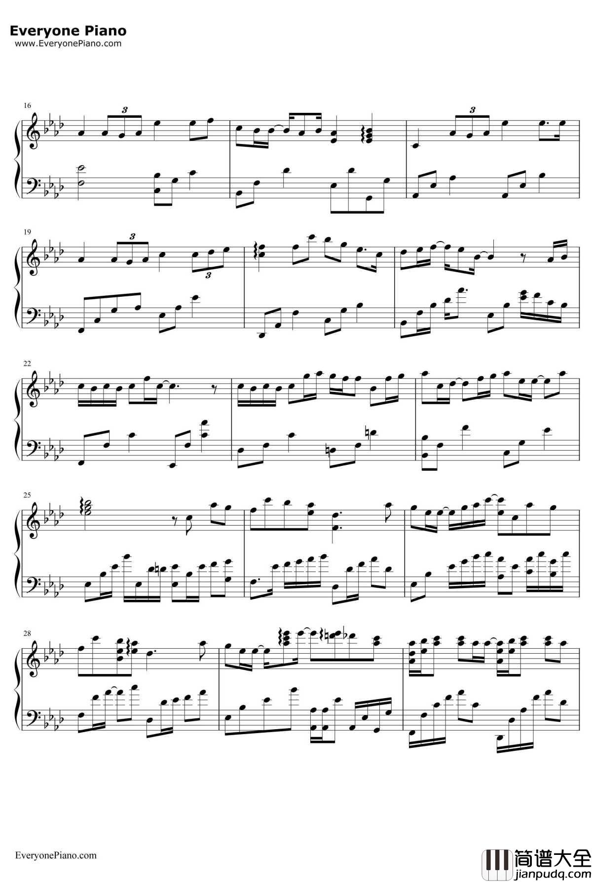 给我一个理由忘记钢琴谱_黄丽玲