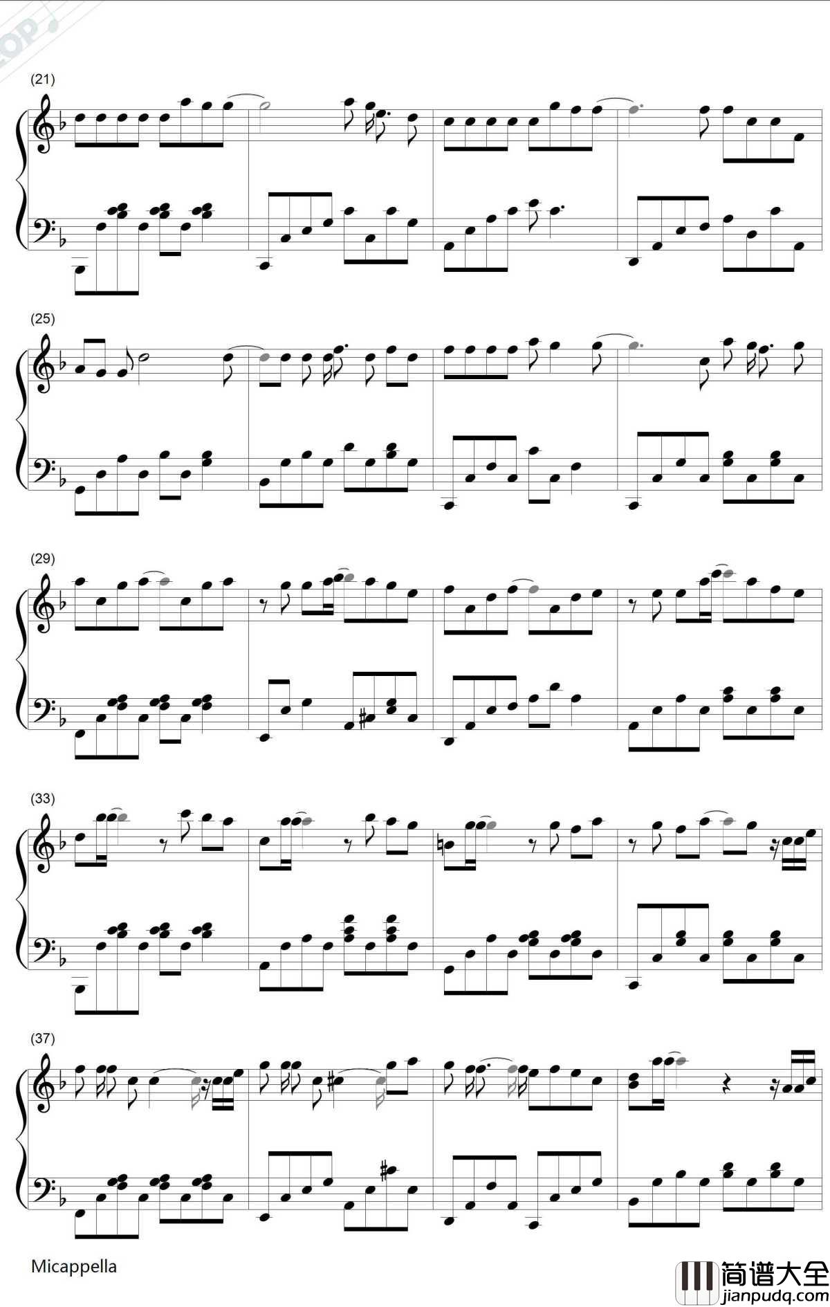 那些年的小幸运钢琴谱_MICappella