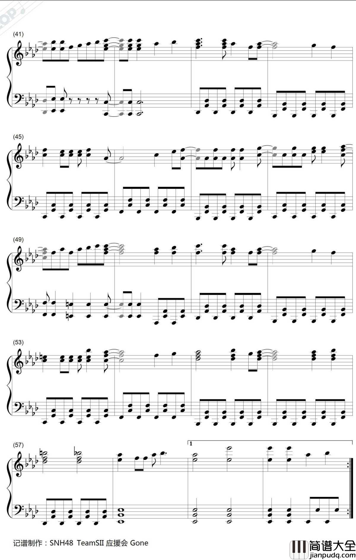 盛夏好声音钢琴谱_SNH48