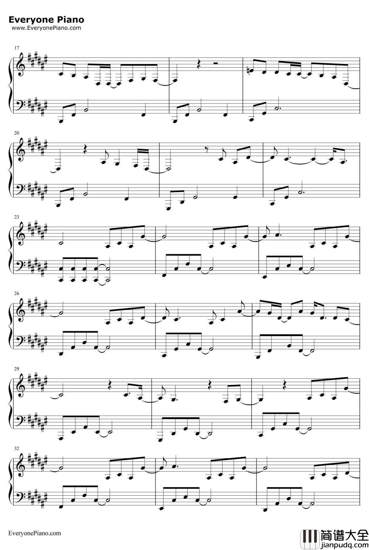 就这样钢琴谱_李荣浩