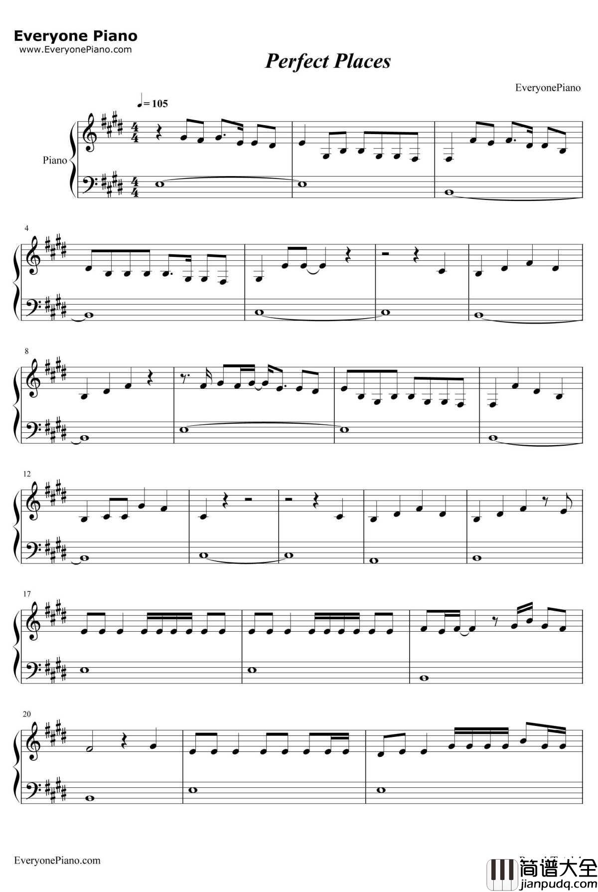 Perfect_Places钢琴谱_Lorde_PerfectPlaces