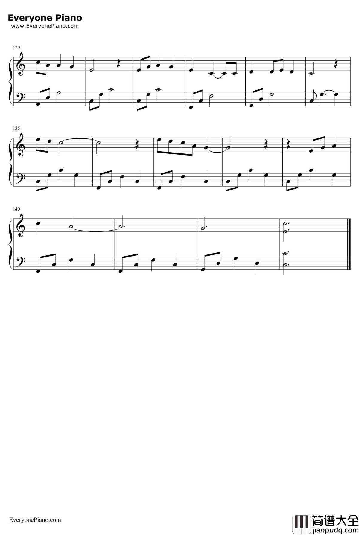 清白之年钢琴谱_朴树