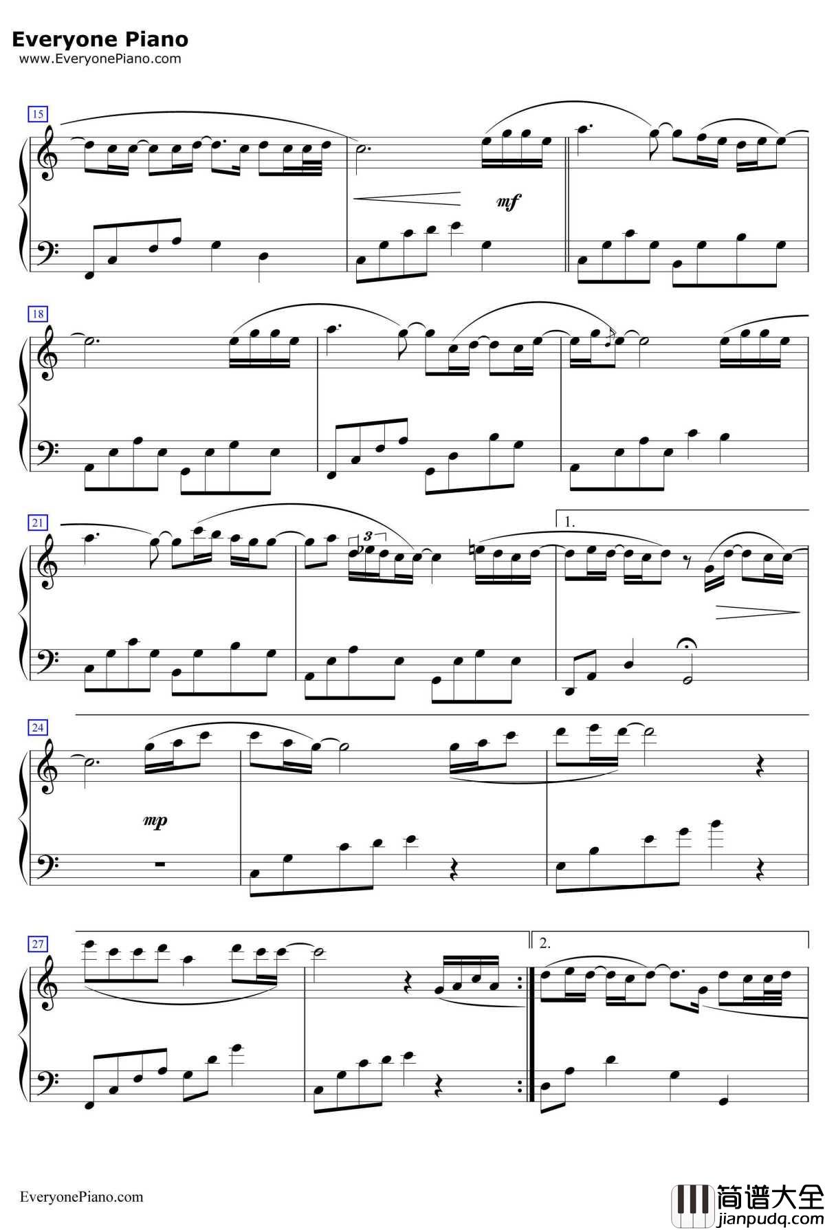 Only_With_My_Heart钢琴谱_朴正炫_只在心里_继承者们OST