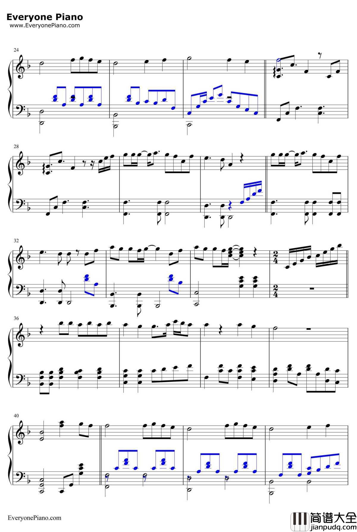 喜欢你钢琴谱_邓紫棋