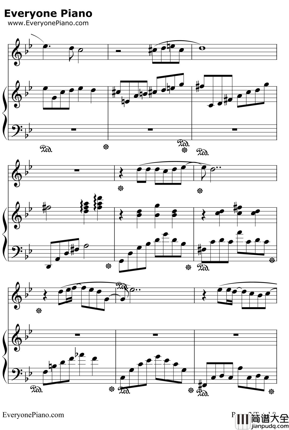 枯叶蝶钢琴谱_许艺娜_花非花雾非雾片尾曲