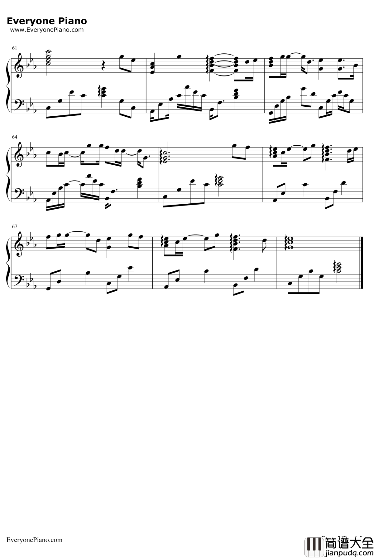 我好想你钢琴谱_潘广益