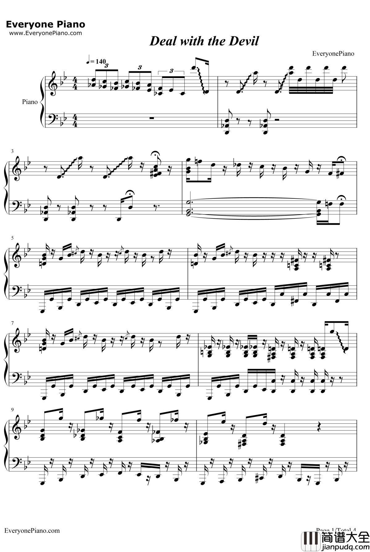 Deal_with_the_Devil钢琴谱_Tia_狂赌之渊OP