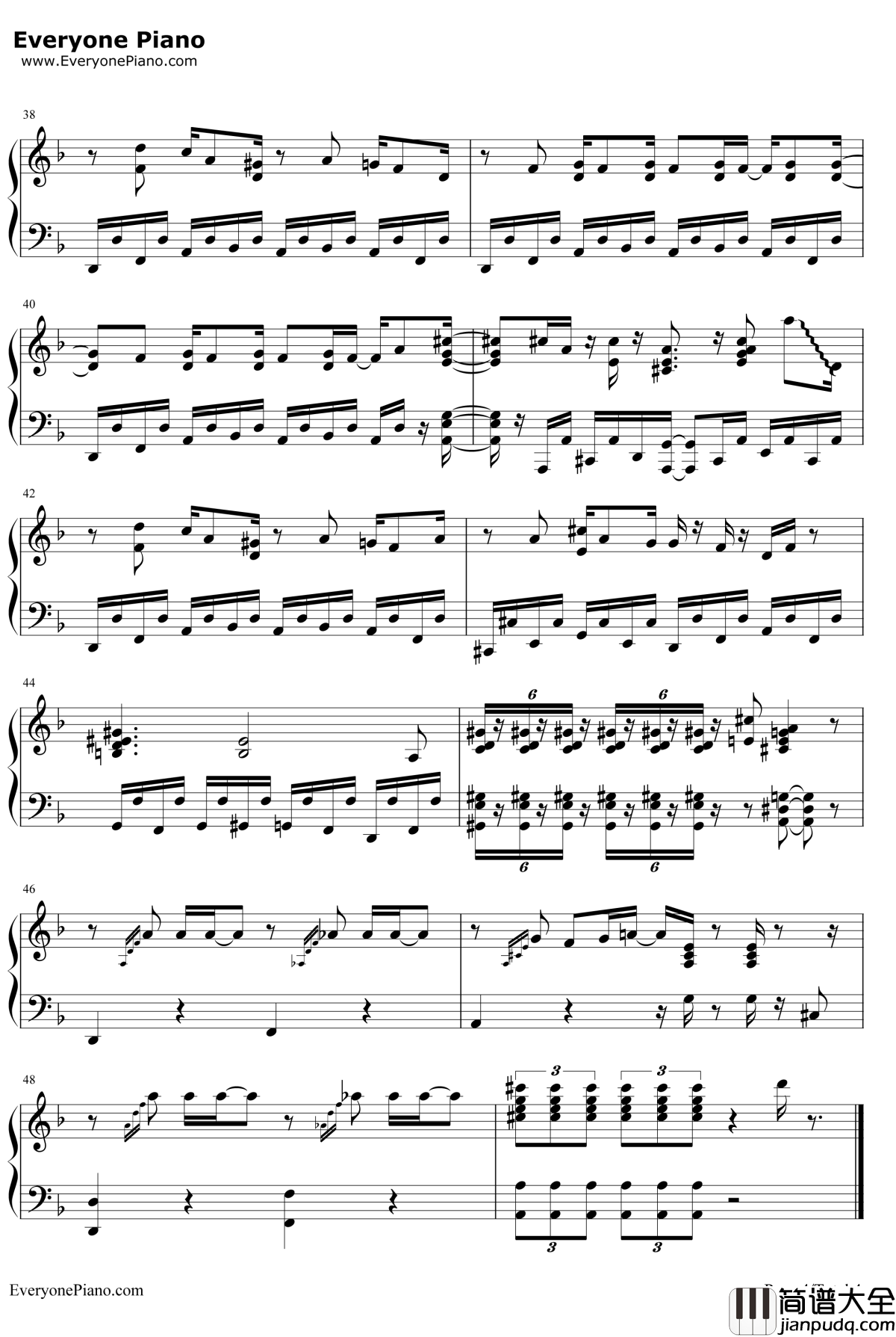 Deal_with_the_Devil钢琴谱_Tia_狂赌之渊OP