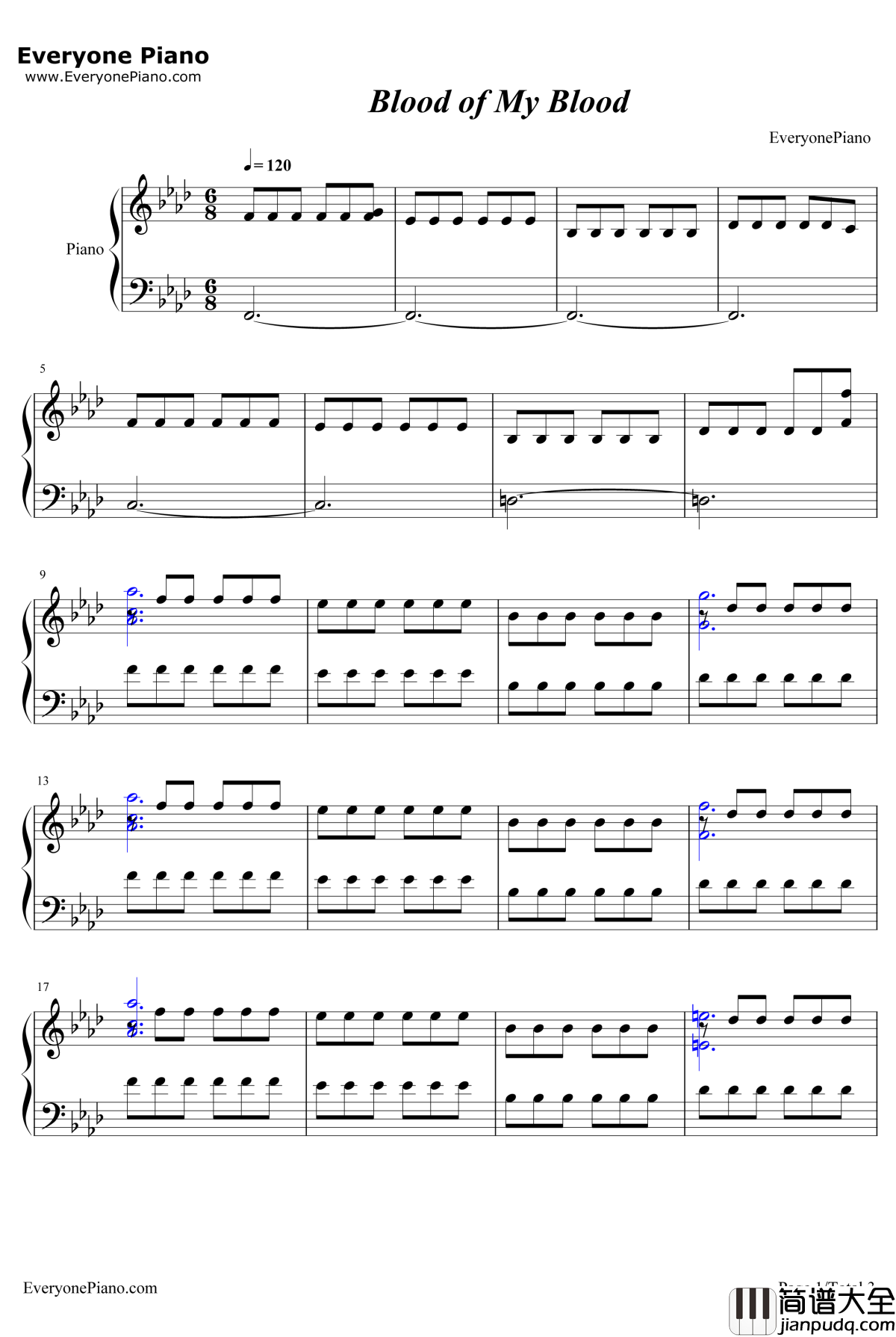 Blood_of_My_Blood钢琴谱_RaminDjawadi_权力的游戏OST