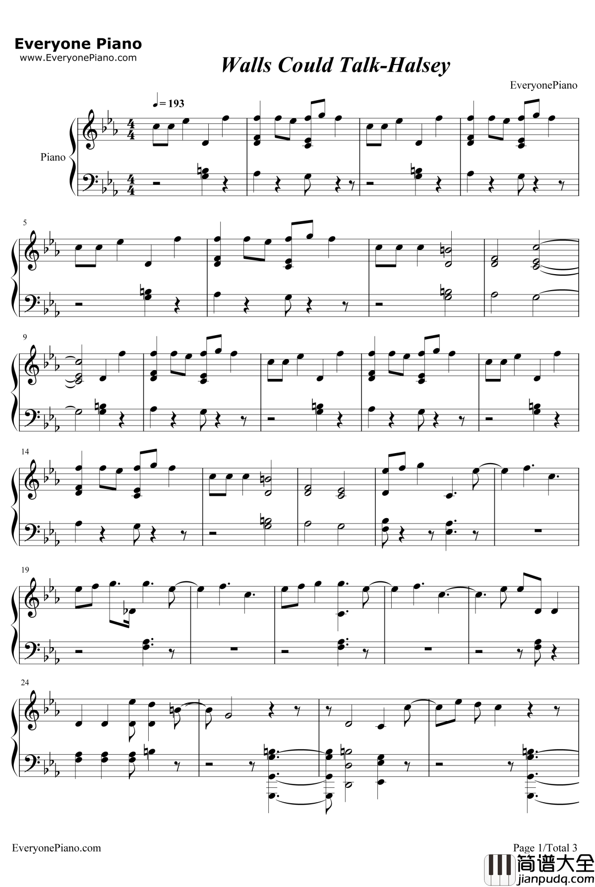 Walls_Could_Talk钢琴谱_Halsey