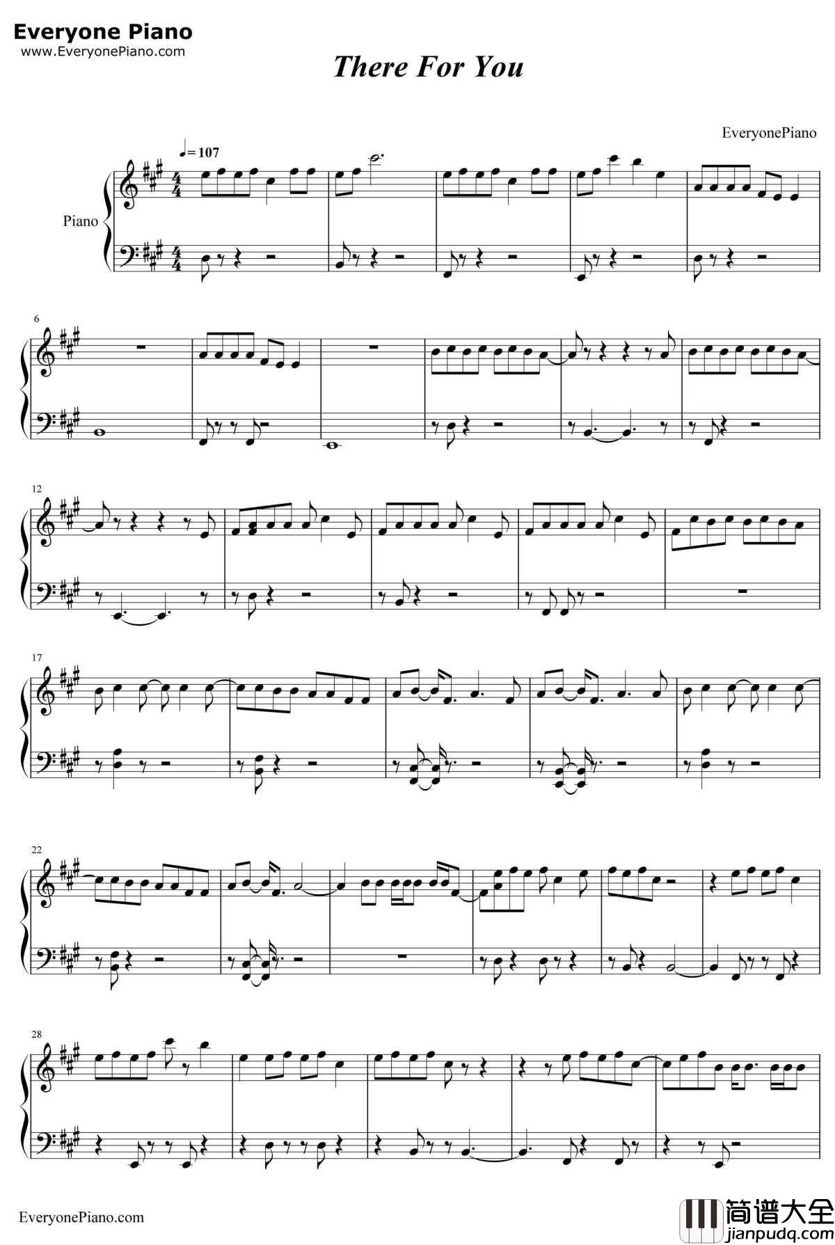 There_for_You钢琴谱_MartinGarrixTroyeSivan