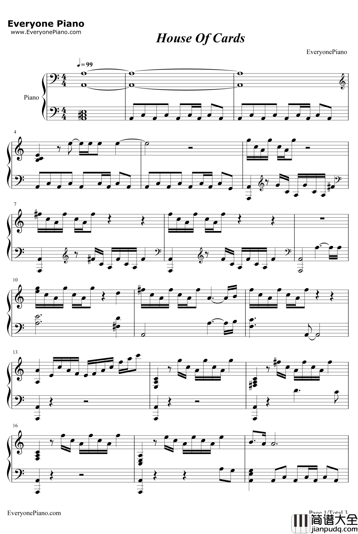 House_Of_Cards钢琴谱_JeffBeal_HouseOfCards