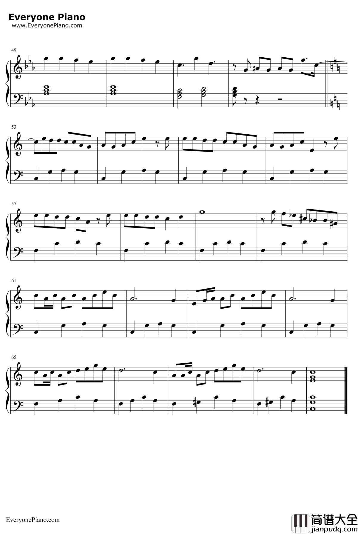 有一个姑娘钢琴谱_赵薇_还珠格格片尾曲