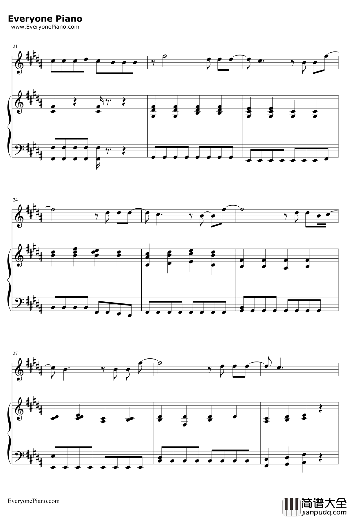 Try钢琴谱_AsherBook_名扬四海插曲