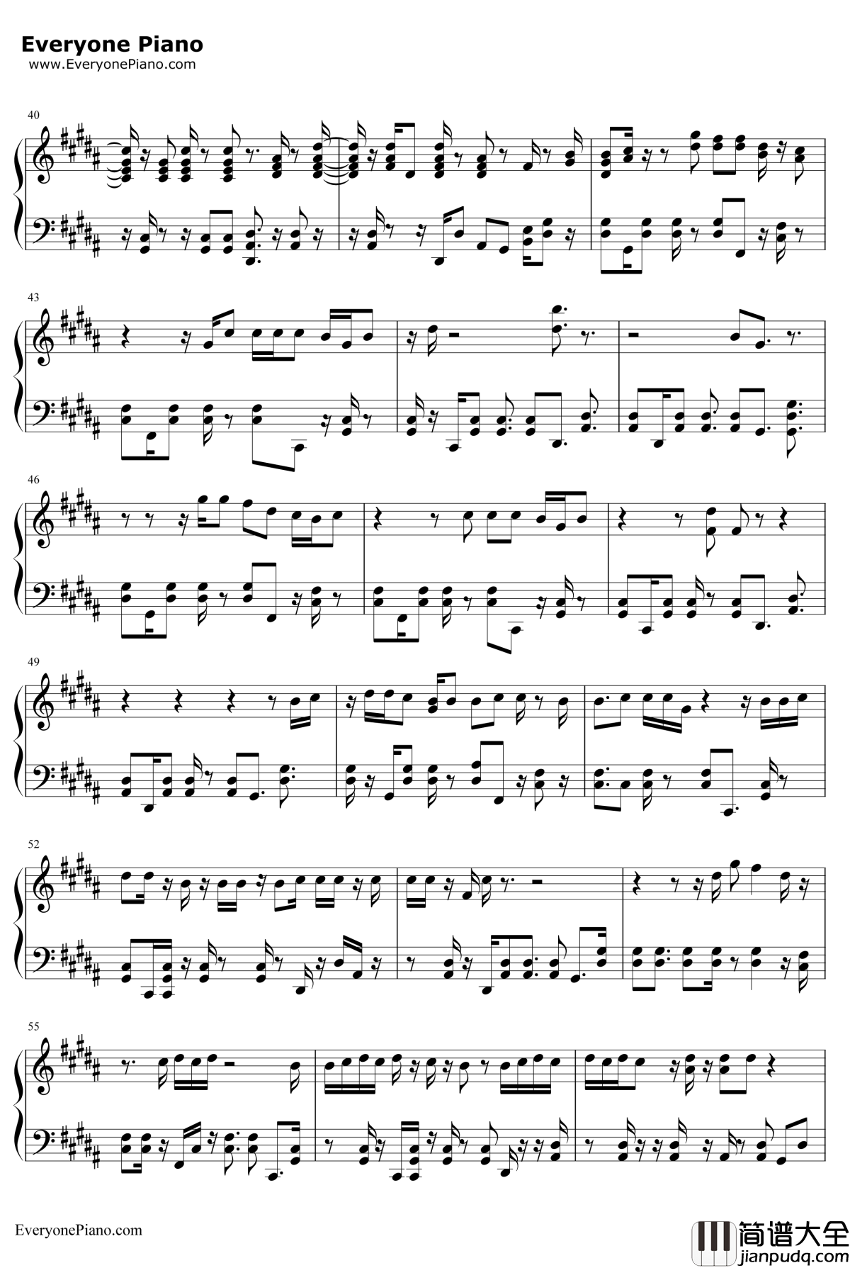 Unforgettable钢琴谱_FrenchMontana